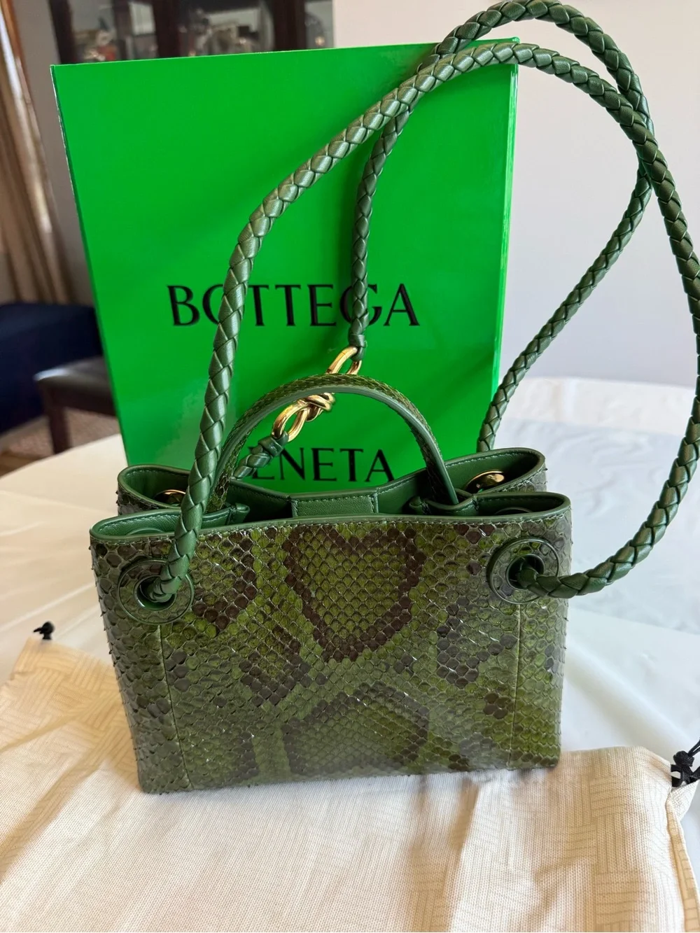 Bottega Veneta Green Python Bag Rare Only 15 made NEW Milan - unavailable in US